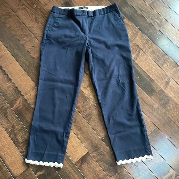 Talbots Cotton Pique Rick--Rack Slim Crop trousers Navy Women’s Size 8 Classic - Picture 4 of 15